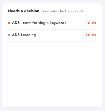 Needs a Decision panel in Digenio AI v2 SmartChange: stale change cards flagged automatically